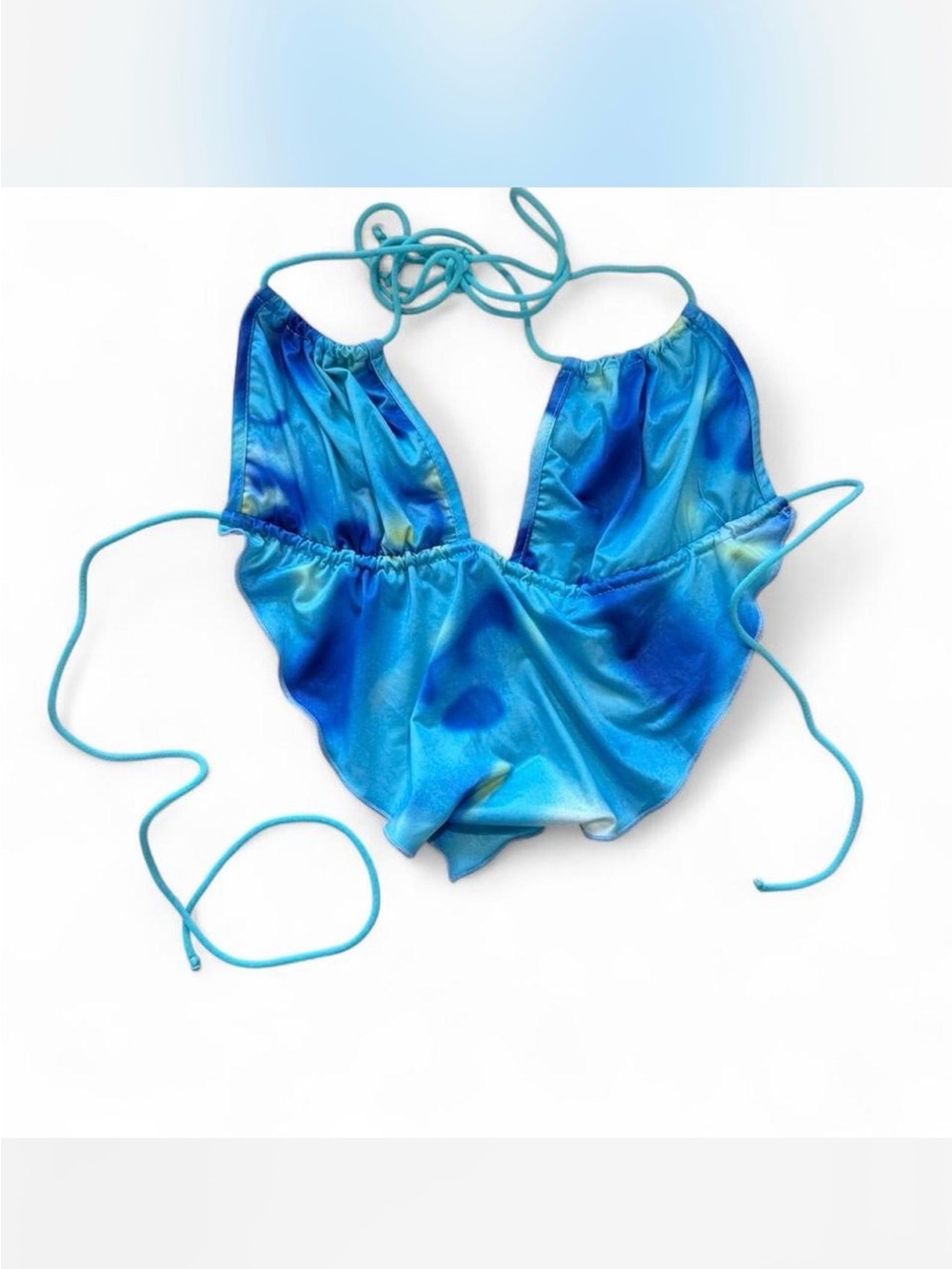SHEIN Light Blue Satin Crop Top